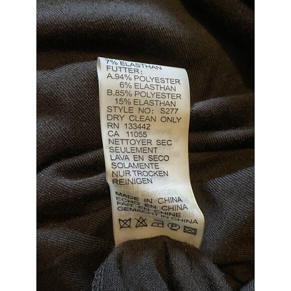 Nue by Shani Dress Size 6 Black Ruched 3/4 Sleeves Buttons Pleating Crossover - Picture 8 of 10